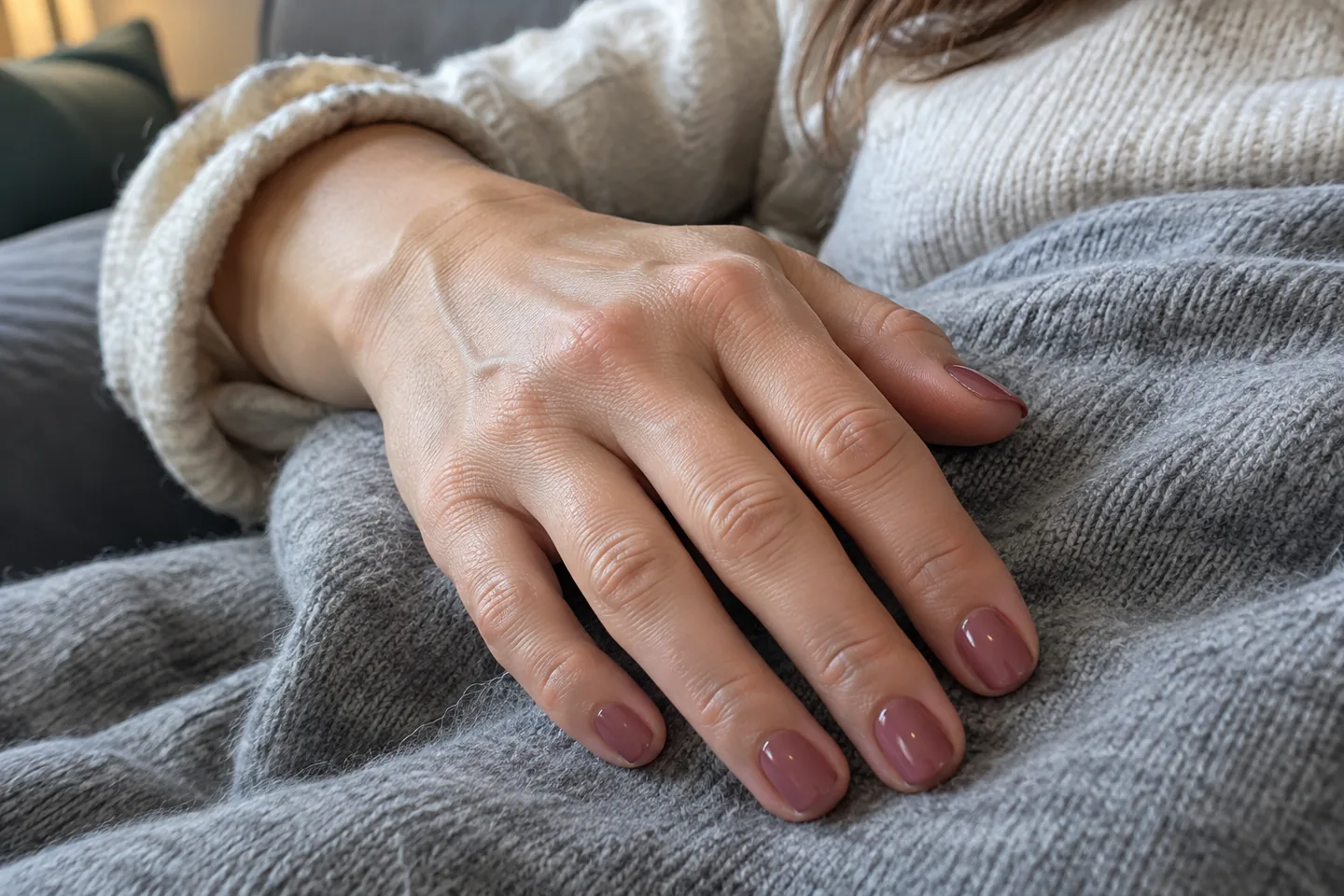 Un fini brillant simple sur des ongles courts.