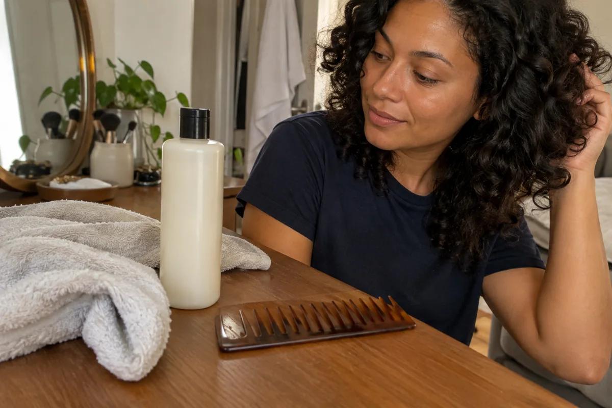 Un soin léger et un peigne préparés pour la routine