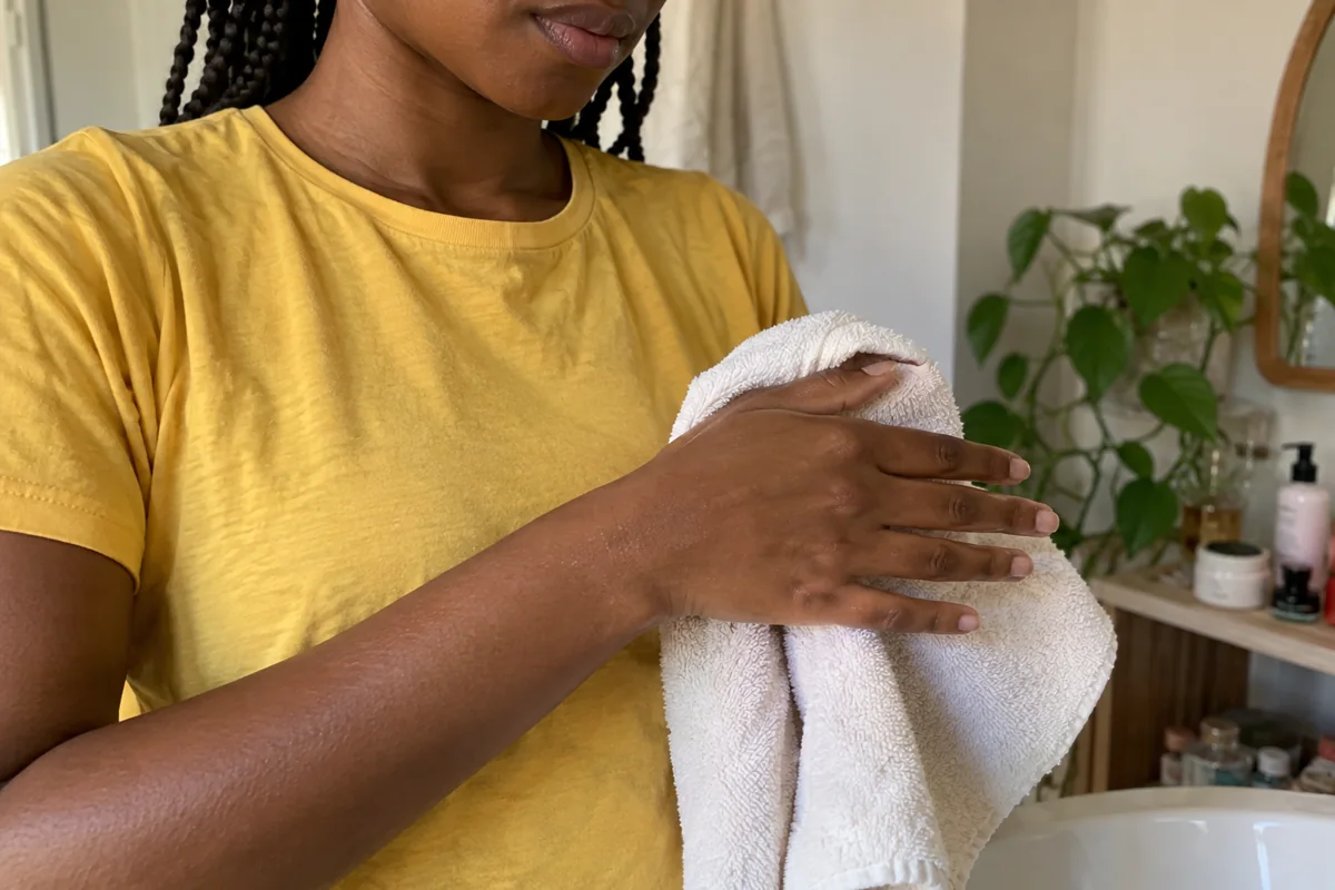 Séchage doux des mains avec une serviette