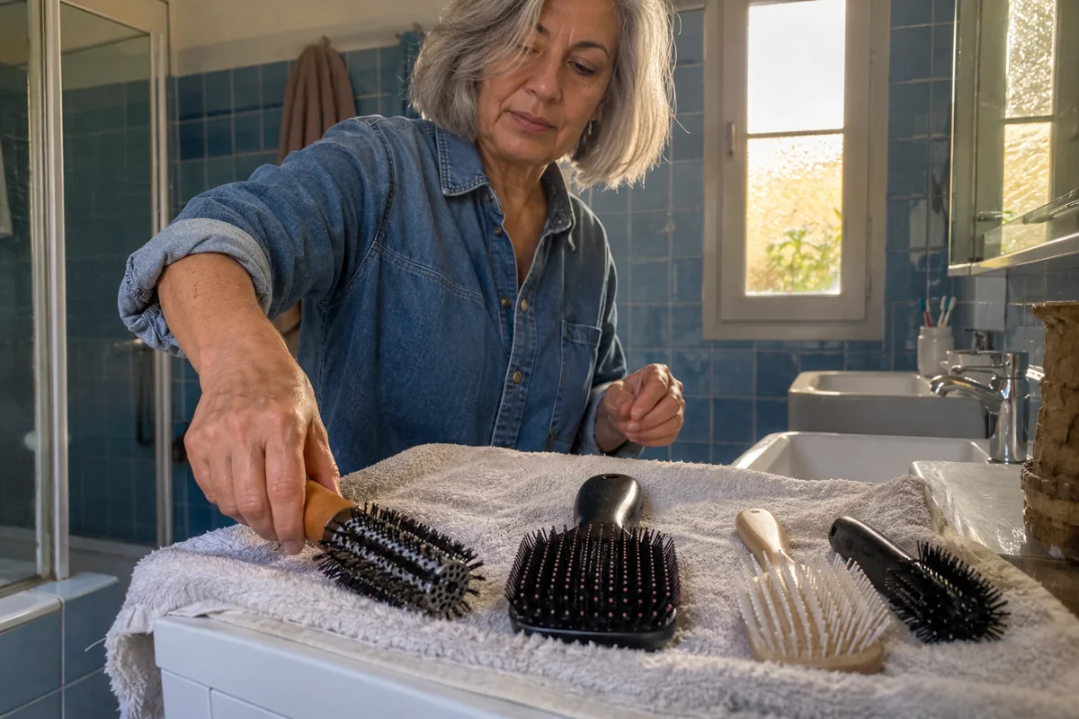 Des brosses mises à sécher sur une surface propre