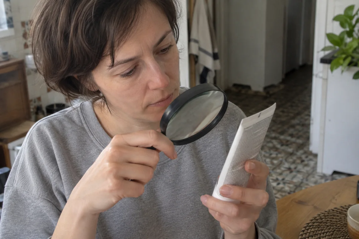 Une loupe utilisée pour vérifier la composition d’un tube